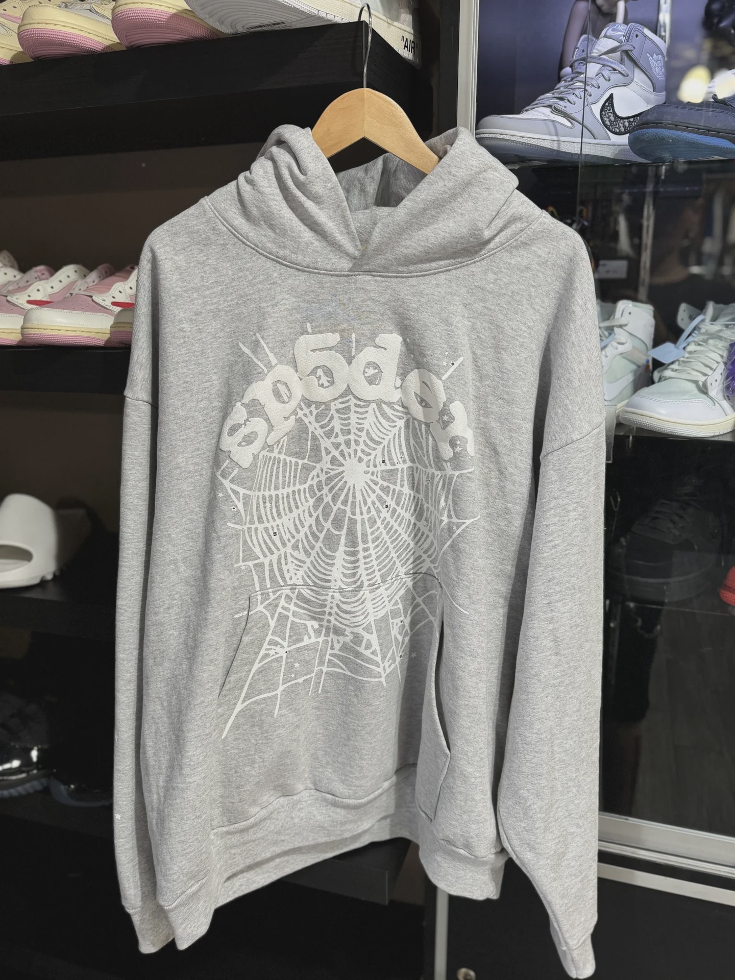 Sp5der Sp5der Grey Star Hoodie - Size XXL