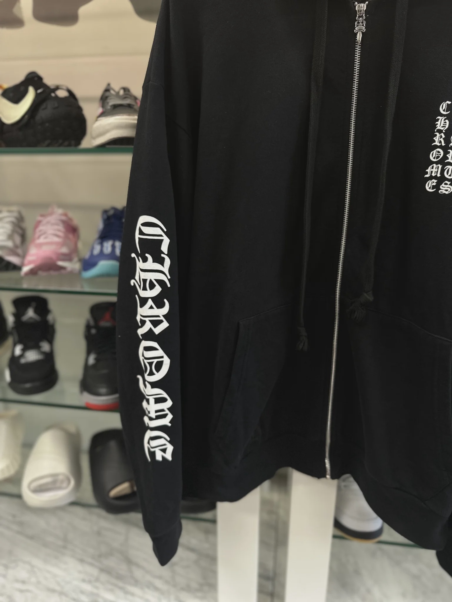 Chrome Hearts Vertical Logo Zip Up Hoodie Black/White • Pre-Owned [9869] - photo 5
