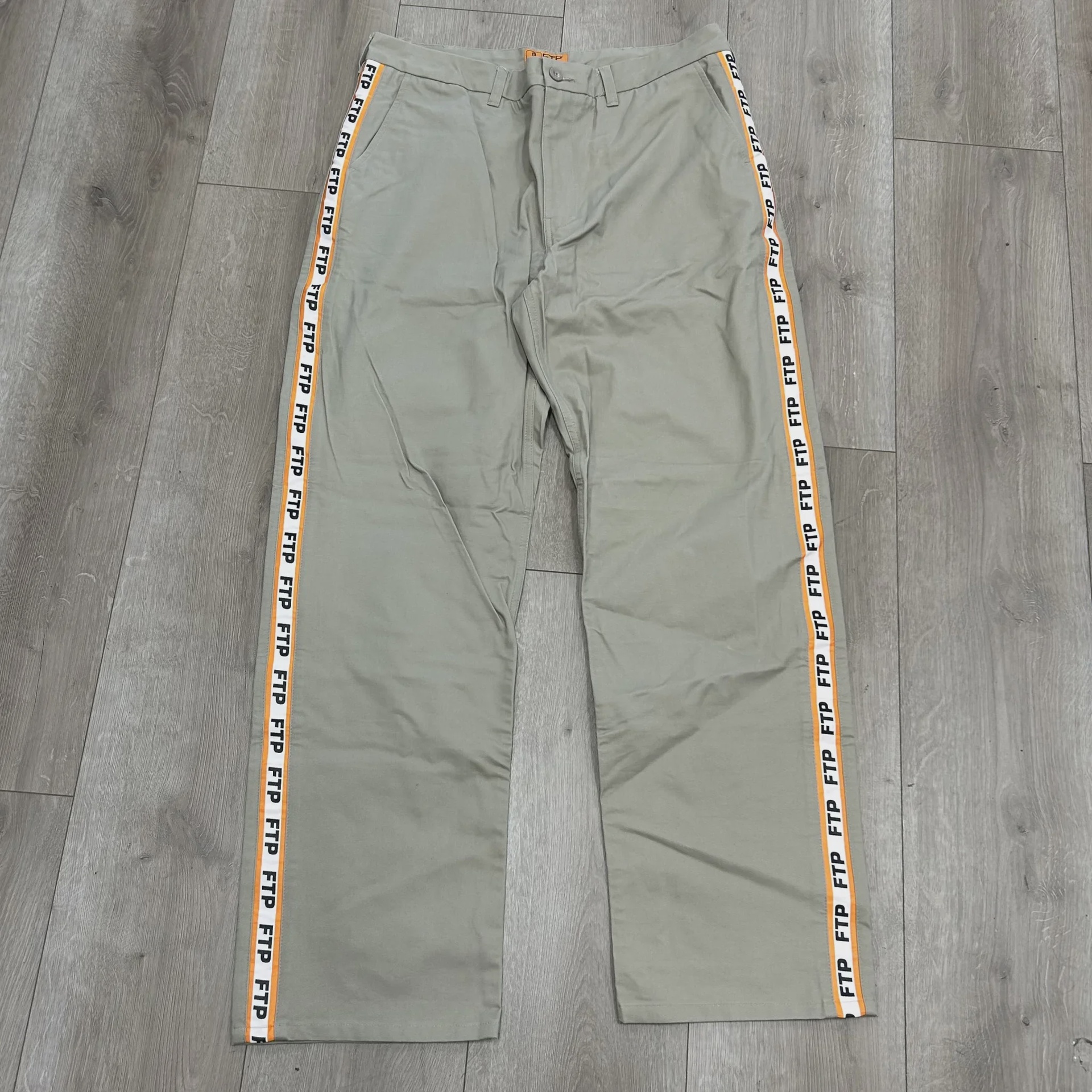 Fuck The Population (FTP) Orange Logo Tape Work Pants • Pre-Owned [1616]