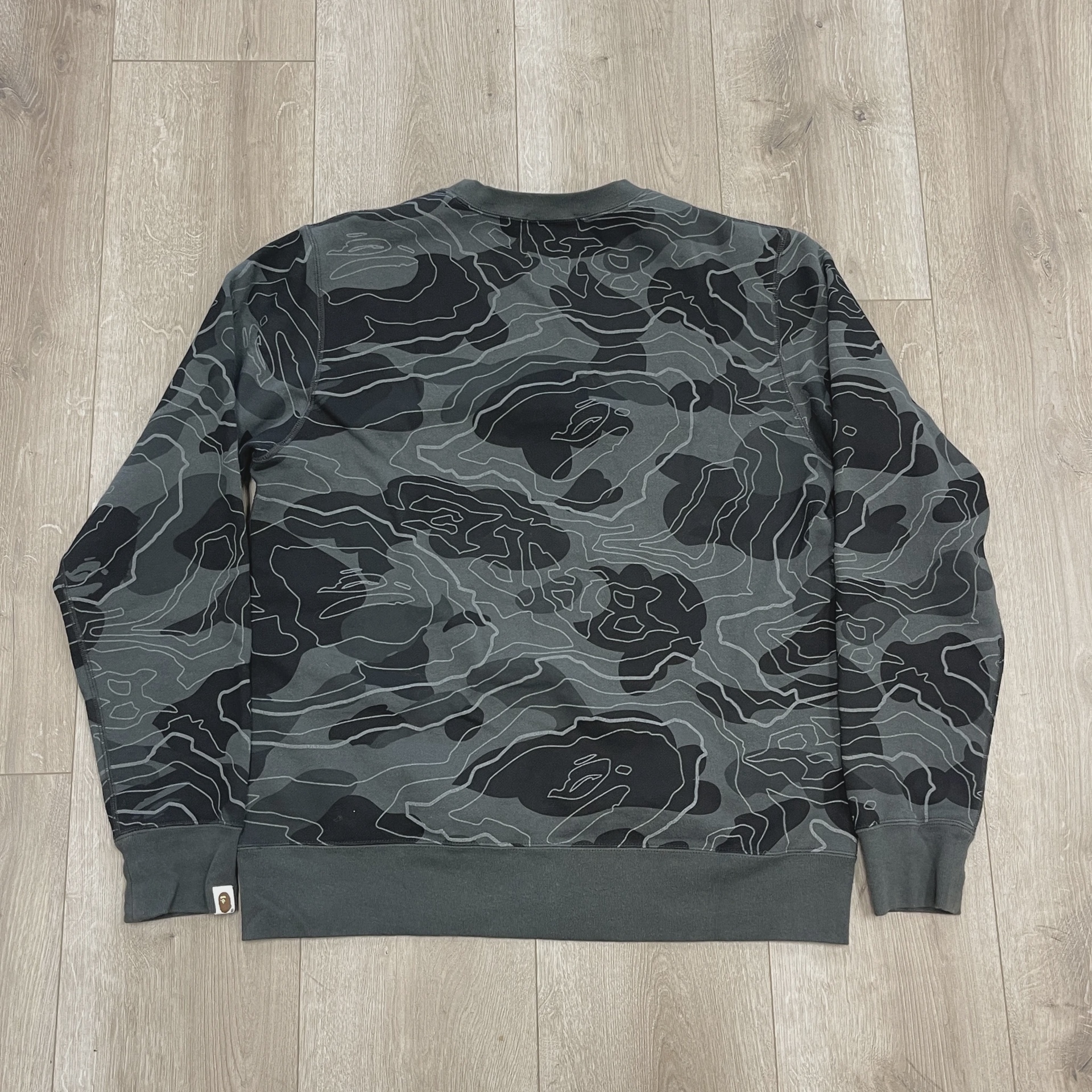 SS23 BAPE Layered Line Camo Crewneck Black • Pre-Owned [1690] 5