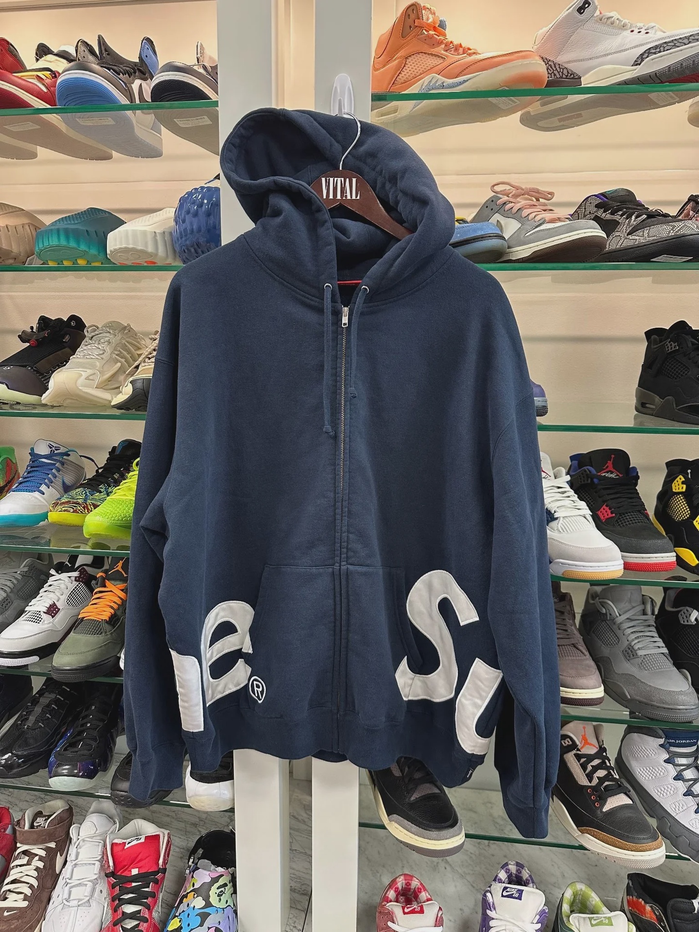 Supreme Big Logo Zip Up Hooded Sweatshirt Navy • Brand New [5179] - photo 1
