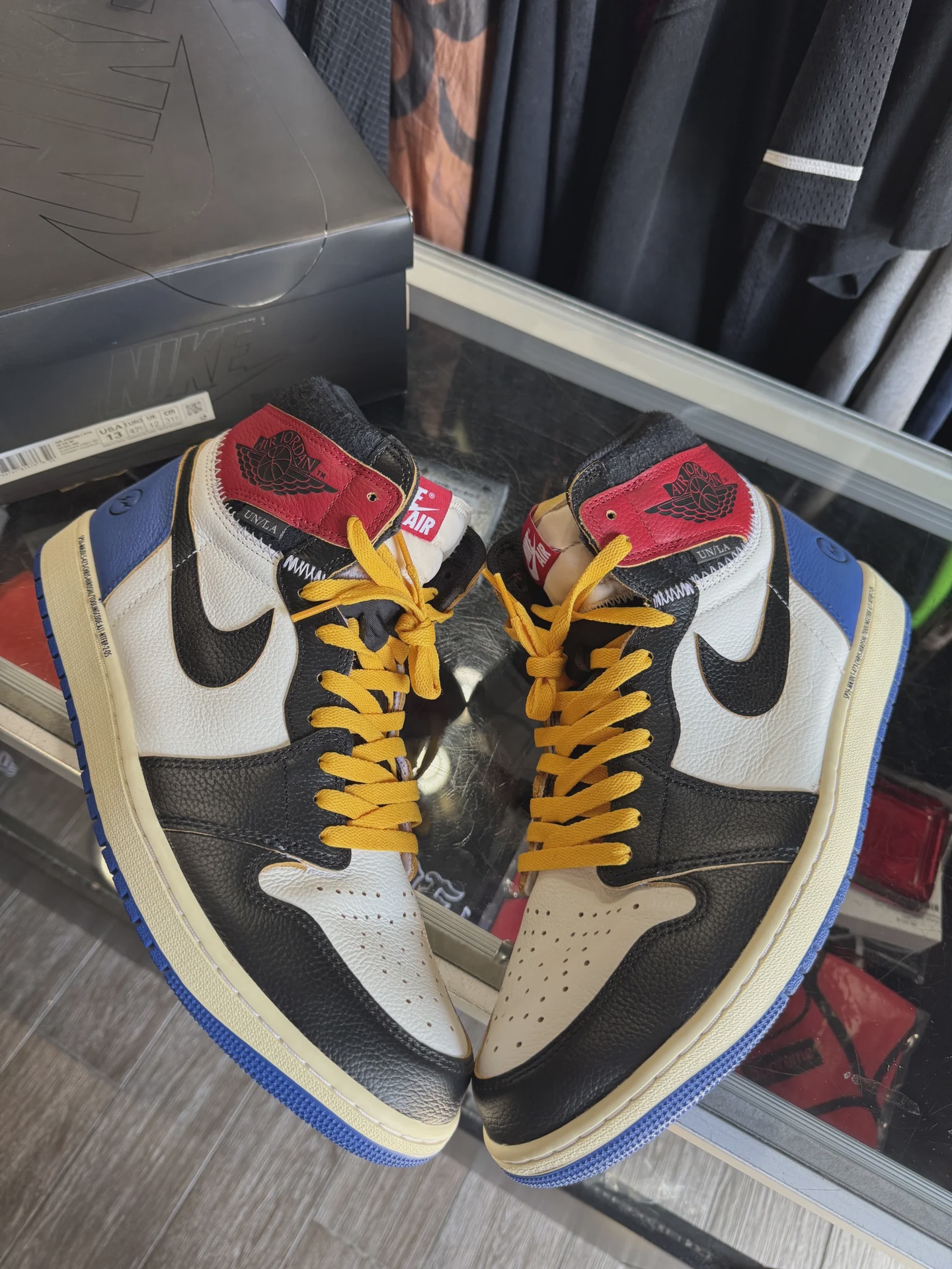 Air Jordan 1 Retro High Original SP Fragment  x Union LA Varsity Red Sport Royal Blue • Pre-Owned [1025] - photo 1
