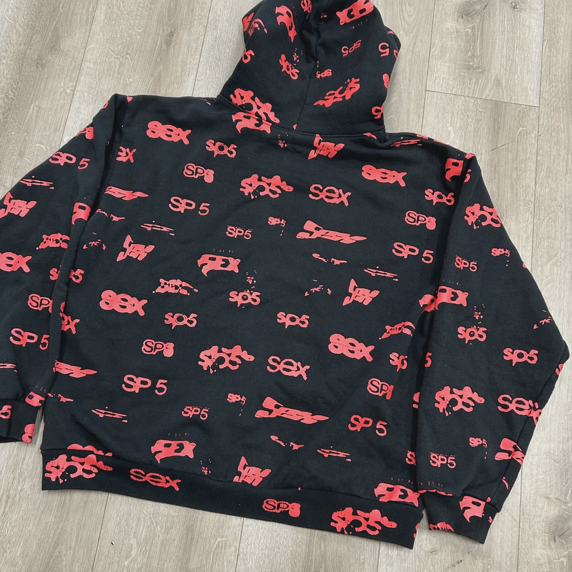 FW24 Sp5der Sex AOP Hoodie Black • Pre-Owned [3998] 2