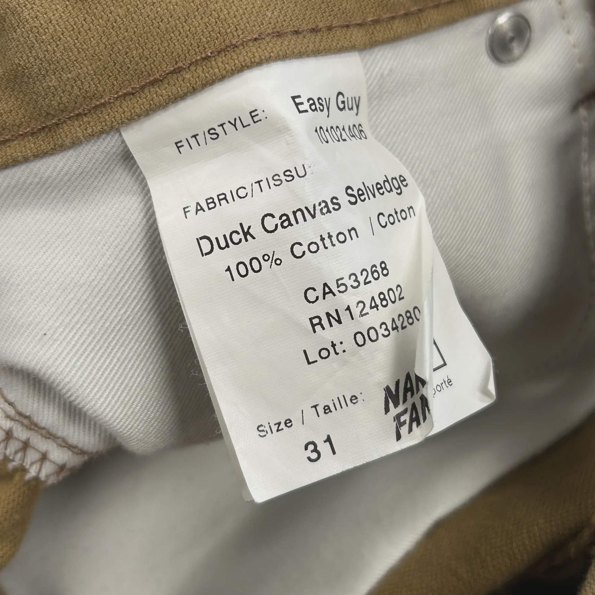 Naked & Famous Easy Guy Duck Canvas Selvedge Jeans  • Pre-Owned [2228] - photo 9