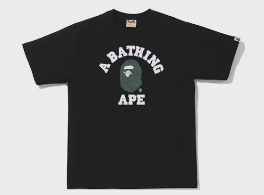 A Bathing Ape BAPE Line 1st Camo College Tee Black/Green - Size L