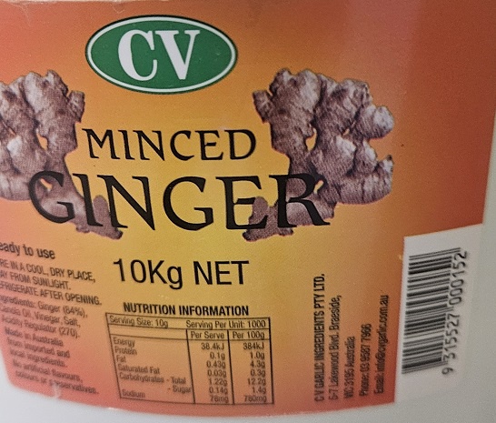 Kitchen Cv Minced Ginger 10kg (kitchen)