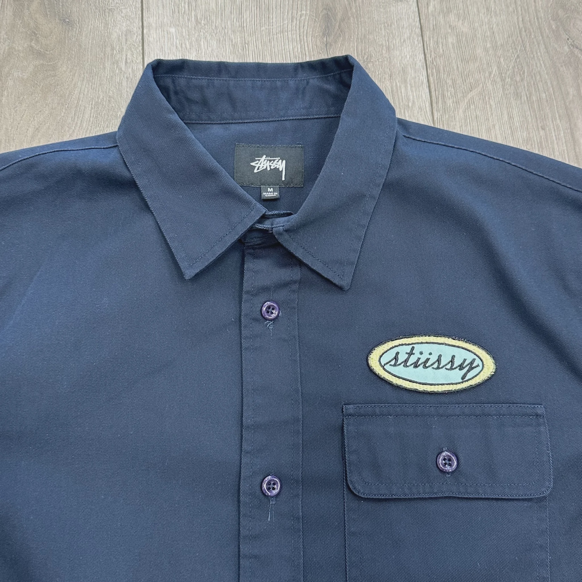 Stüssy Side Taped Garage Shirt in Navy • Pre-Owned [9743] - photo 7
