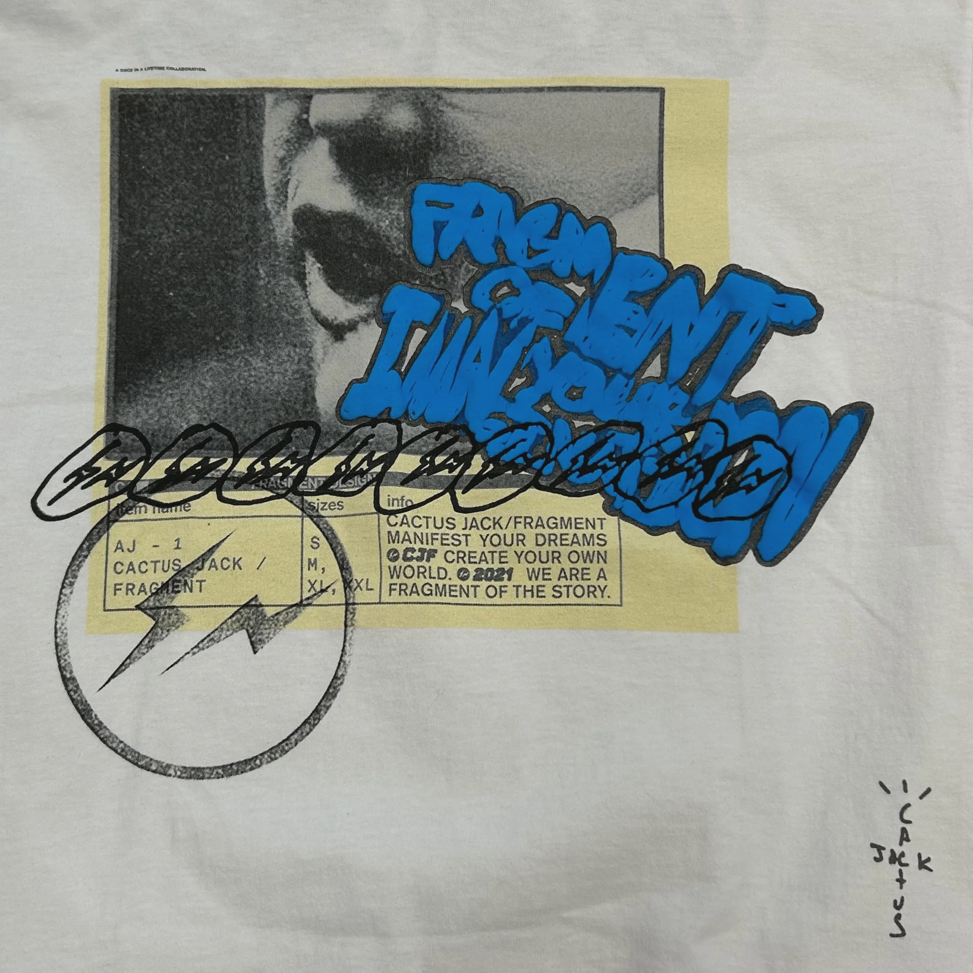 Travis Scott x Fragment Manifest T-Shirt 'Cream • Pre-Owned [7511] - photo 2