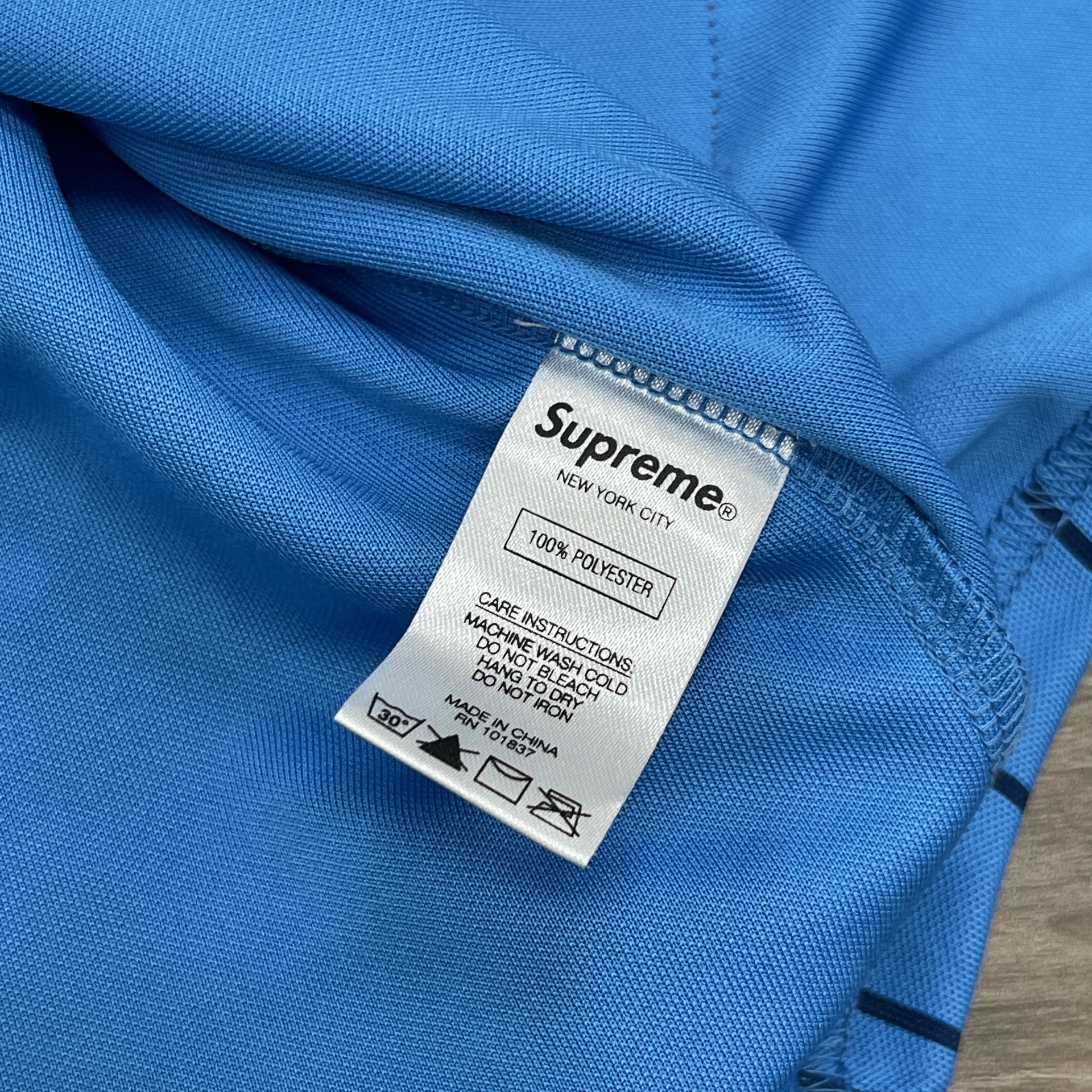 FW18 Supreme Vertical Logo Baseball Jersey Blue/Yellow 4