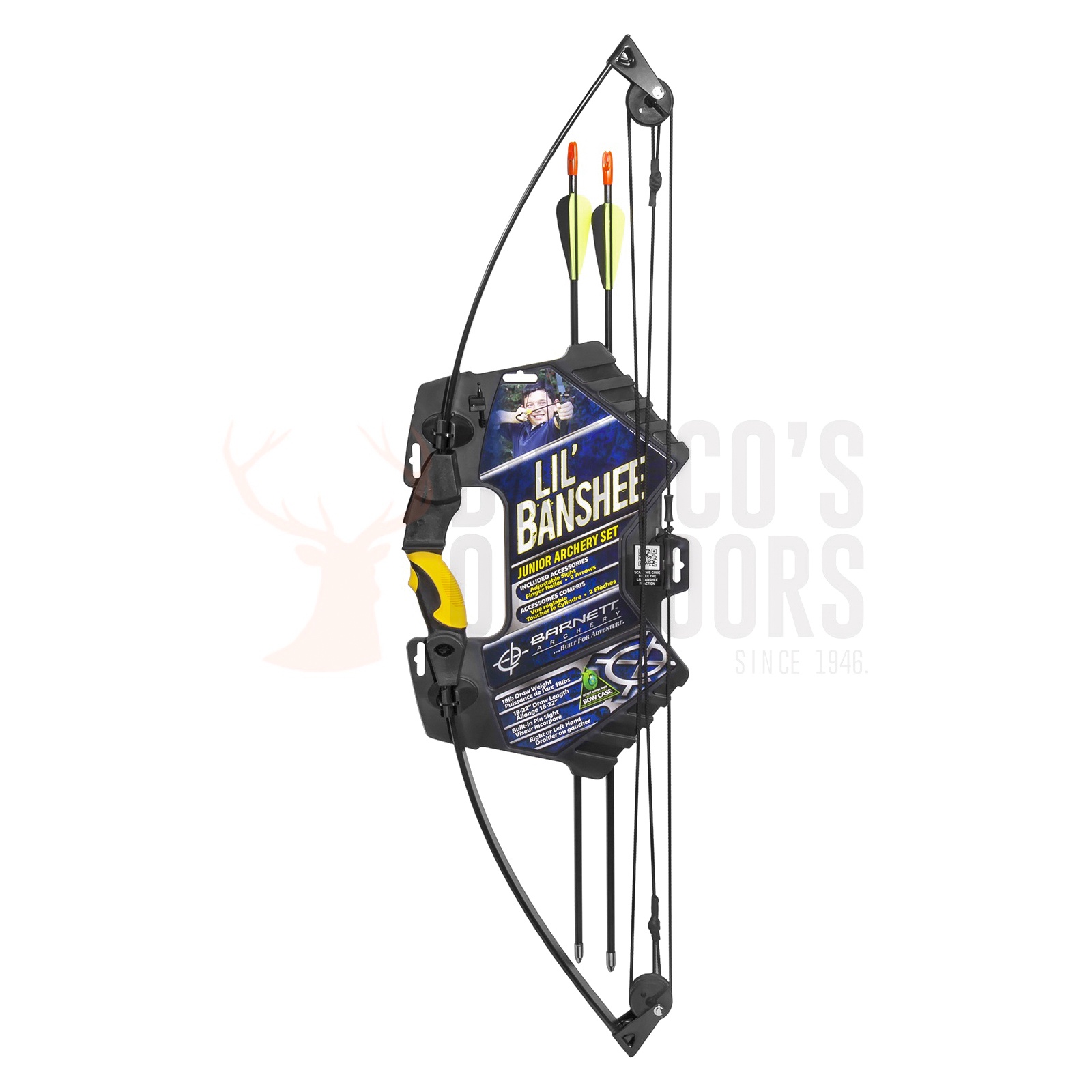 Barnett Lil' Buck Youth Bow Set - 12lb Draw, 17in Draw Length, Ambidextrous, Includes 2 Arrows, For Ages 5-8