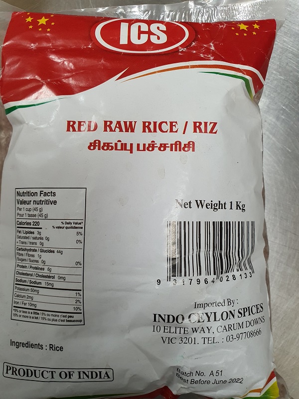 Ics Red Raw Rice Polished 1 Kg