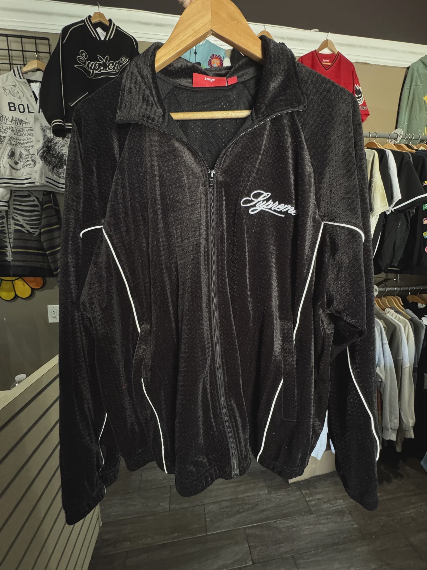 Supreme Supreme Velvet Black Zipup - Size L