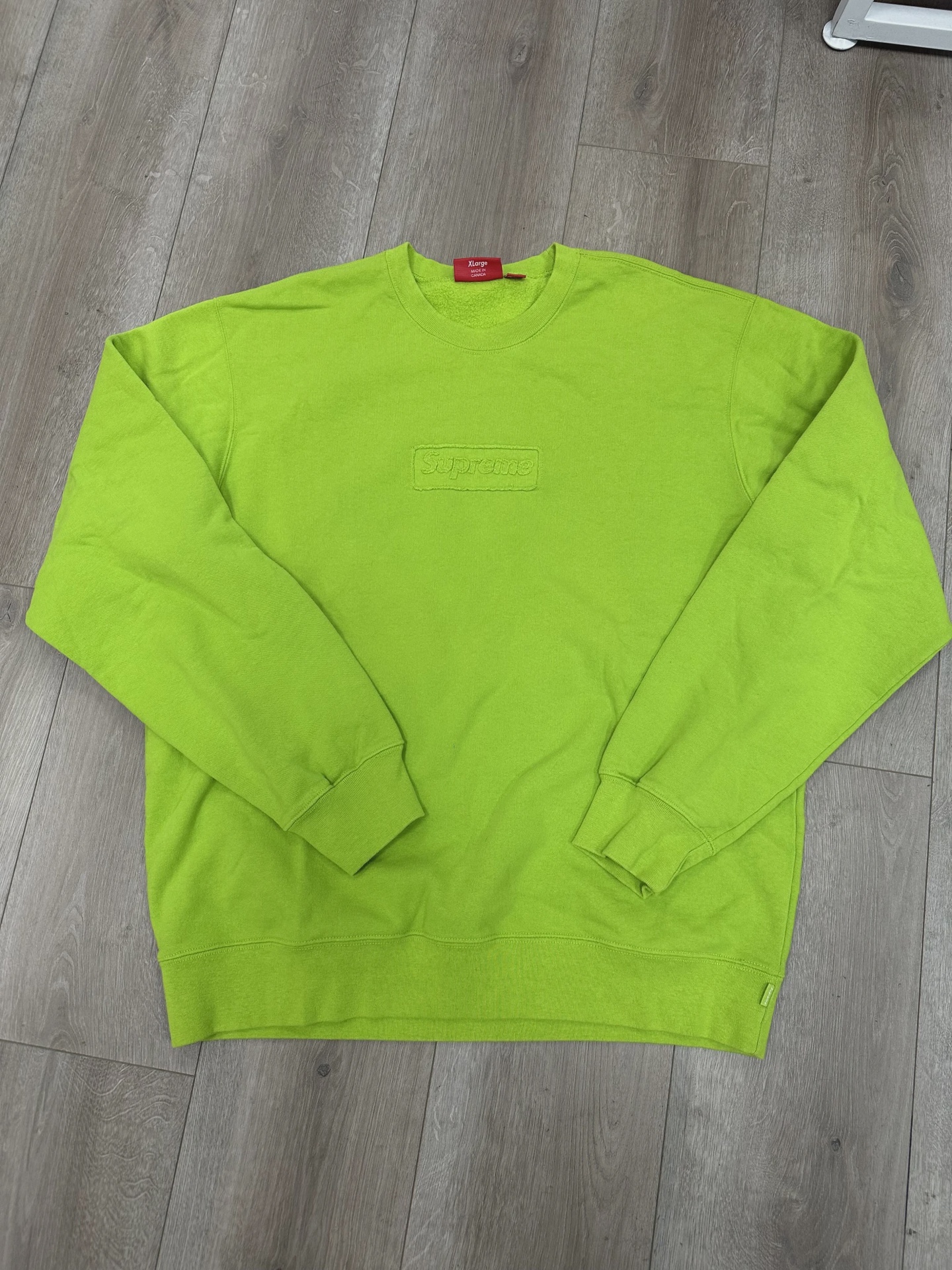 SS20 Supreme Cutout Logo Crewneck Lime • Pre-Owned [5519]