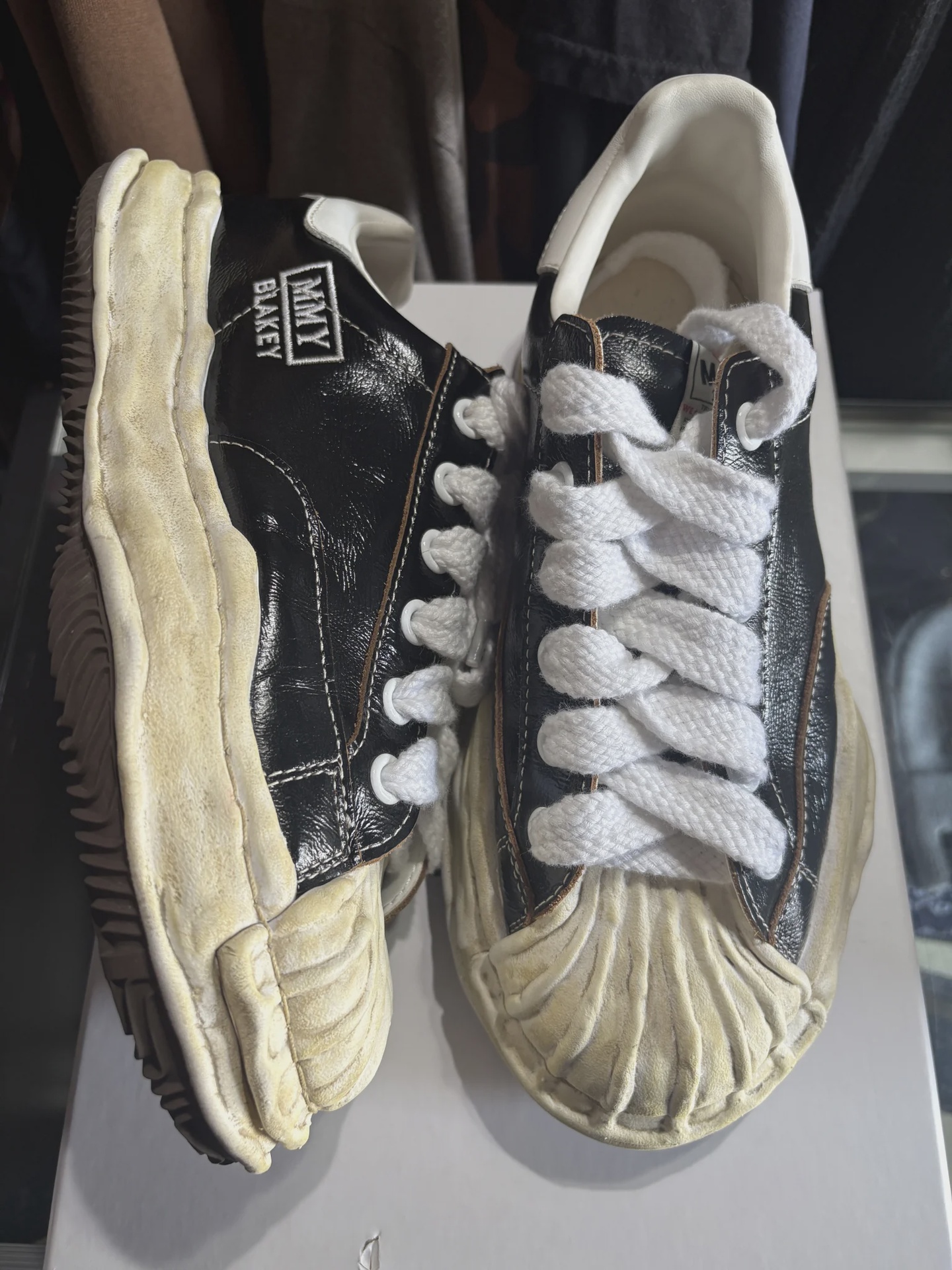 Maison Mihara Yasuhiro Blakey OG Sole Wrinkled Leather Low Black White • Pre-Owned [6128] - photo 5