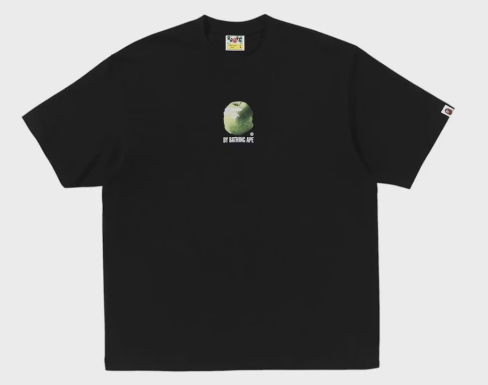 BAPE BAPE Apple Graphic By Bathing Ape Relaxed Fit Tee Black - Size XL