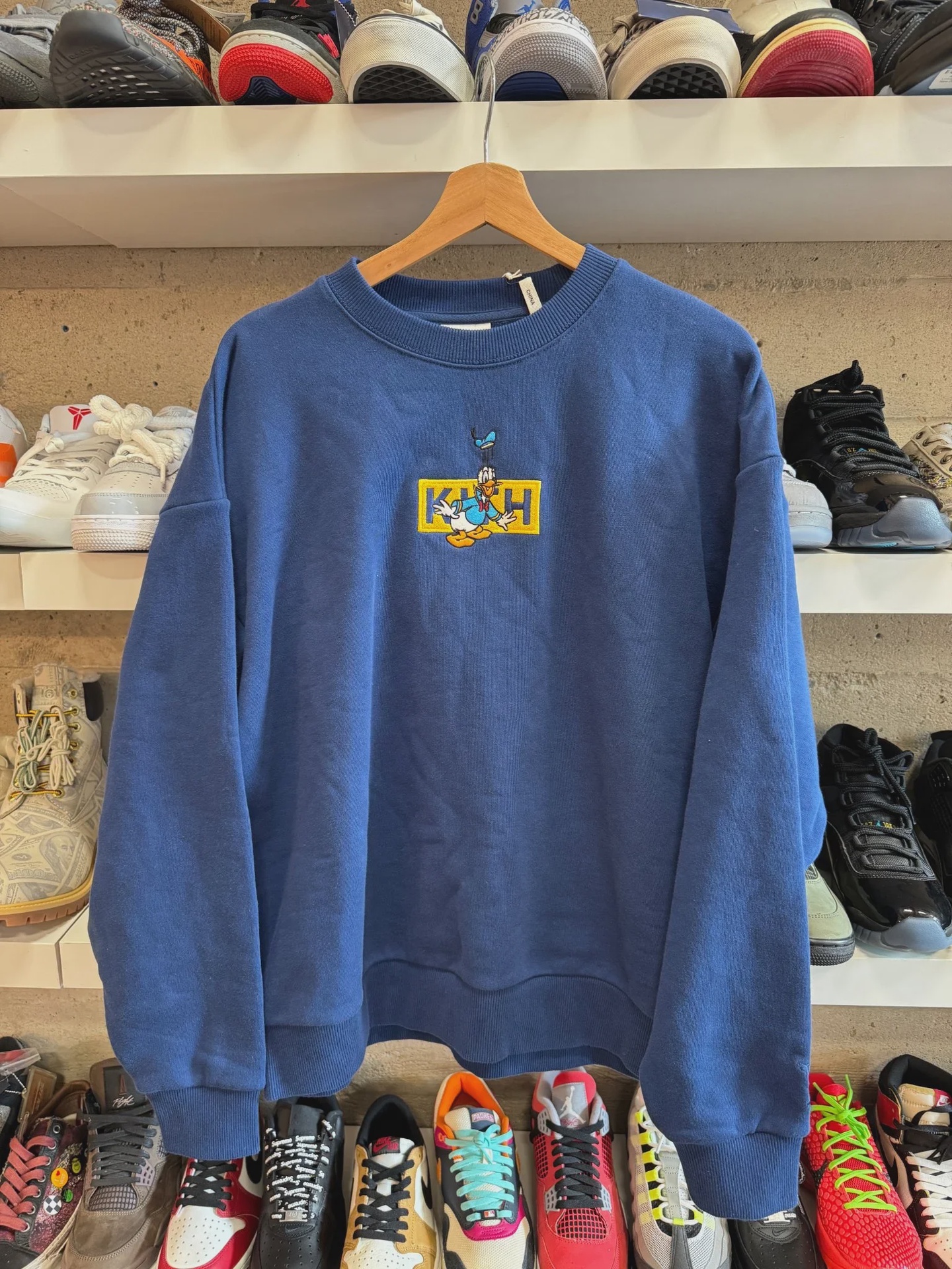 Kith Kith x Disney Mickey & Friends Donald Duck Classic Logo Williams Crewneck Cyanotype - Size M