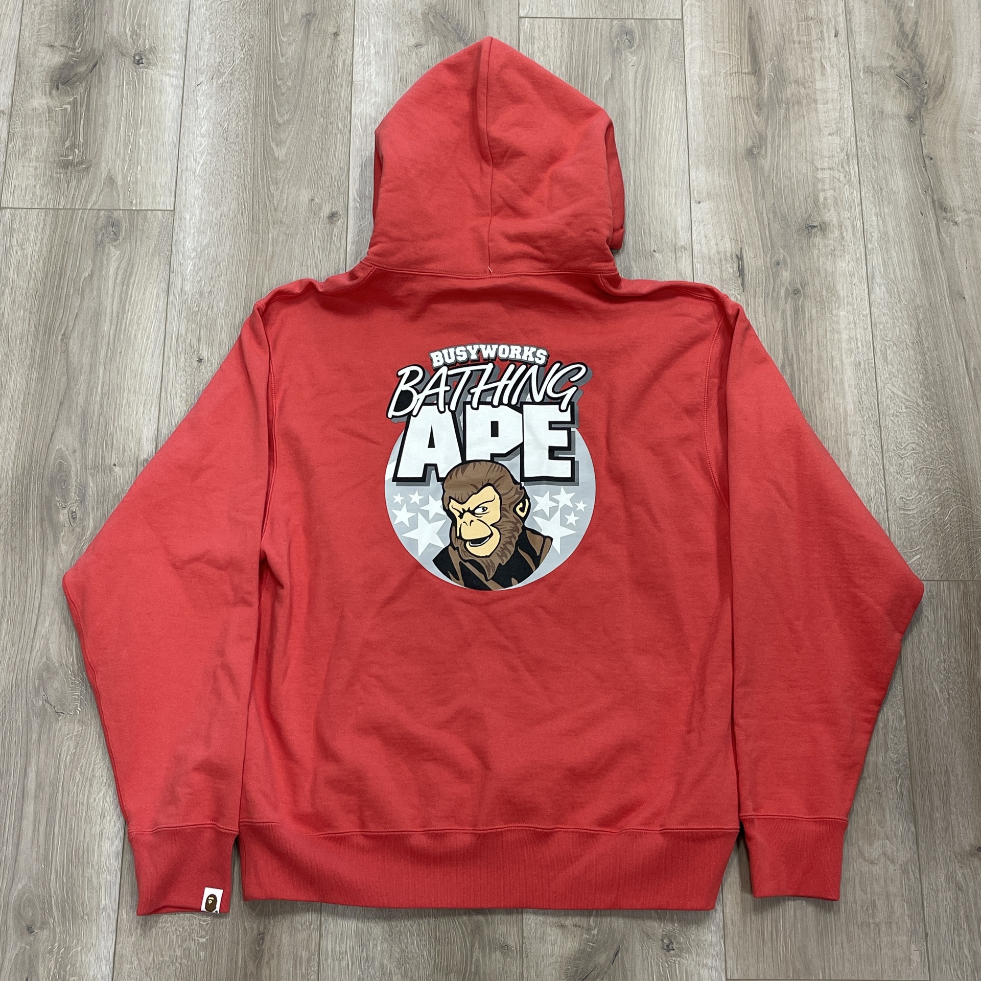BAPE Ape Graphic Relaxed Fit Pullover Hoodie Red size Large Pre-Owned 6