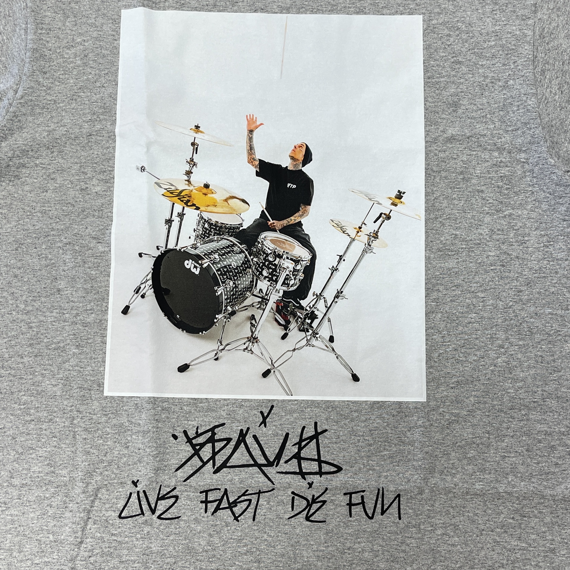 SS25 FTP x Famous Travis Barker Photo Tee Gray Size Large New 2