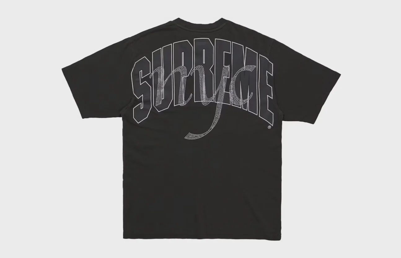 Supreme Supreme Rhinestone Script S/S Top Black - Size L