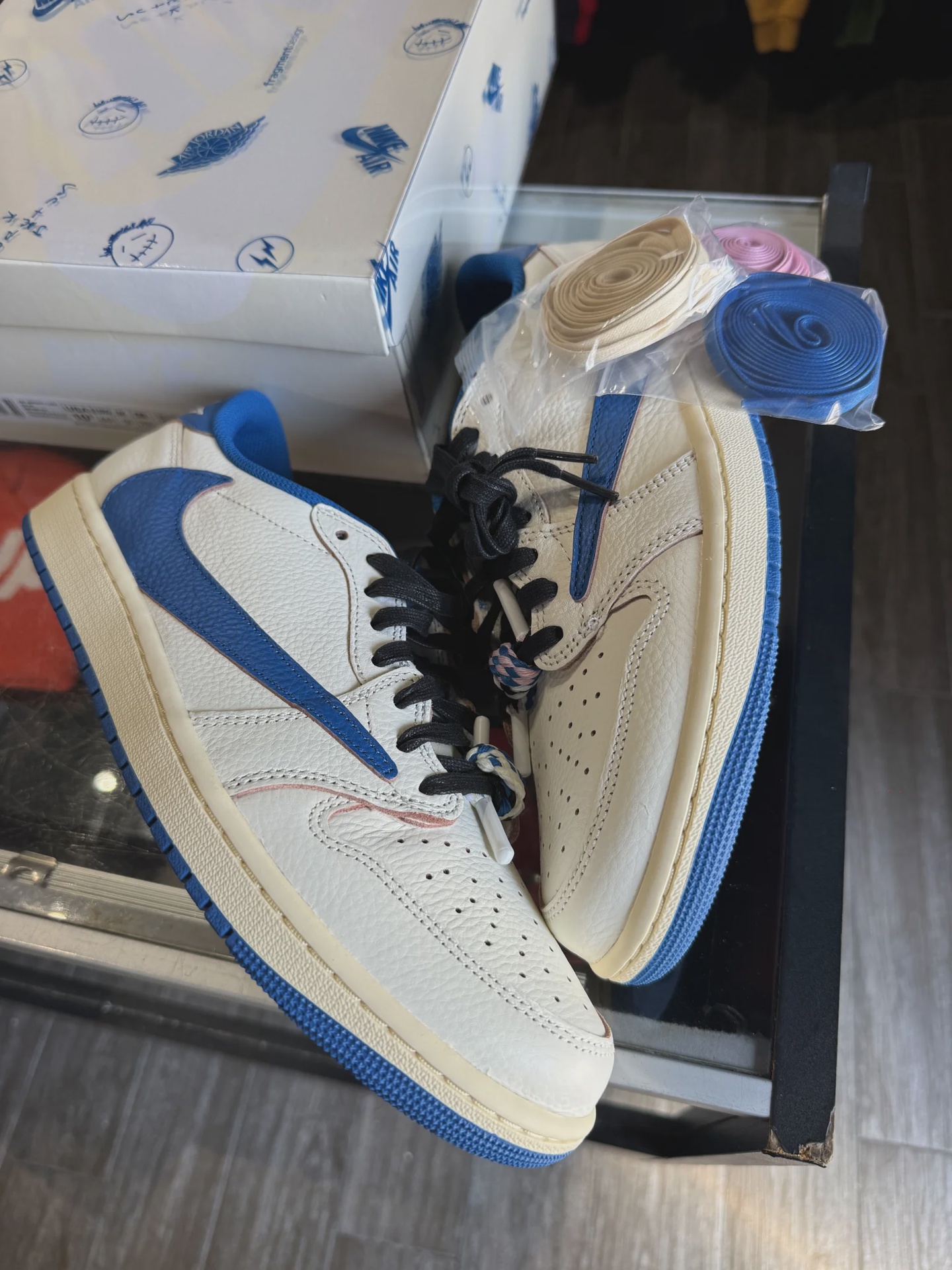 Air Jordan 1 Retro Low Original SP Fragment  x Travis Scott Sail Military Blue • Brand New [4309] - photo 3