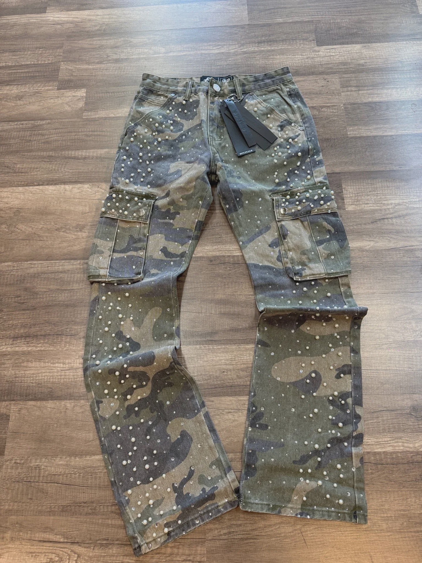 Authentic Apparel Politic Studios Camo Pearl Stud Jeans - Size 32