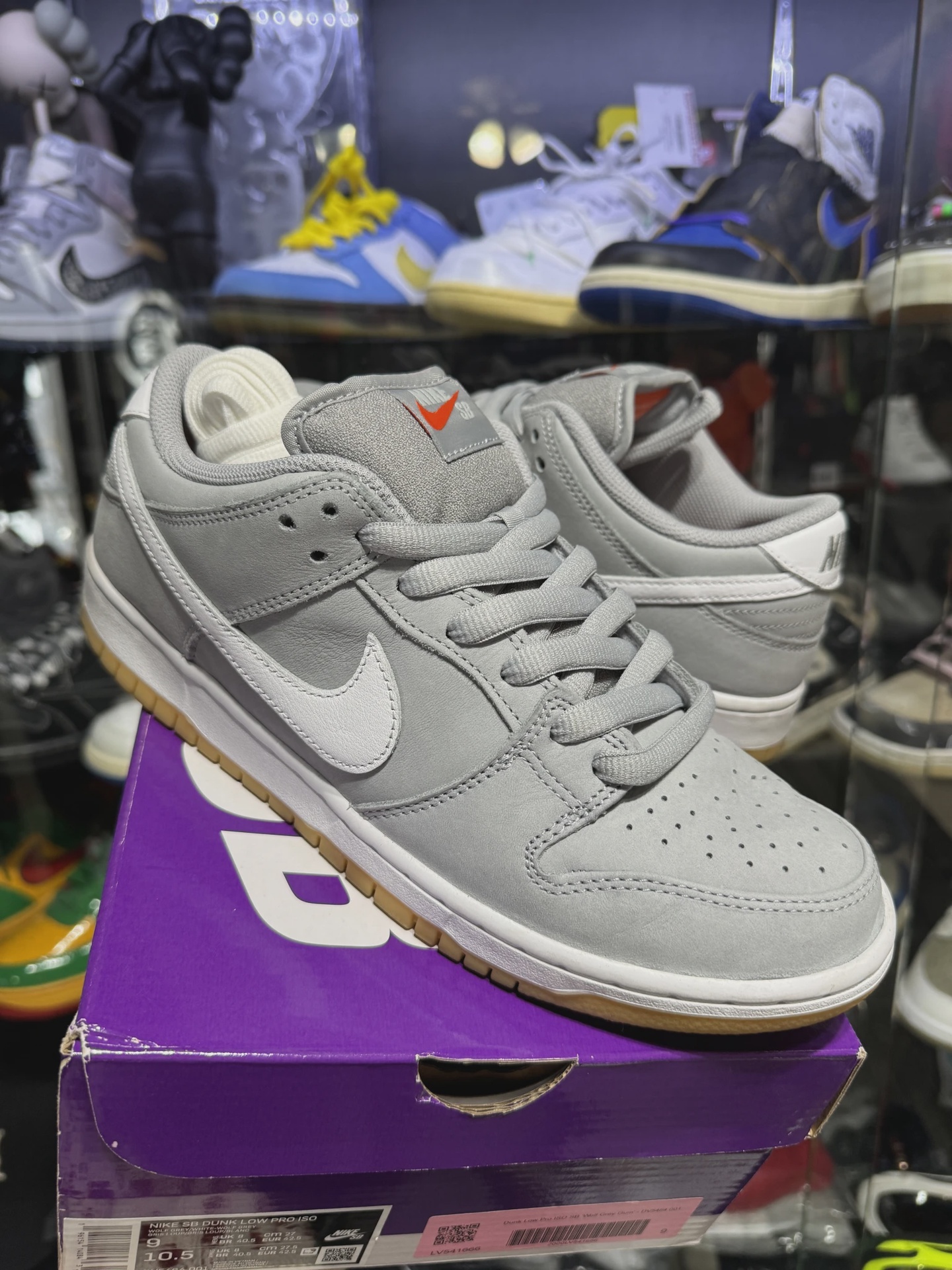 Nike SB Dunk Low Pro ISO Orange Label Wolf Grey Gum • Pre-Owned [6878]