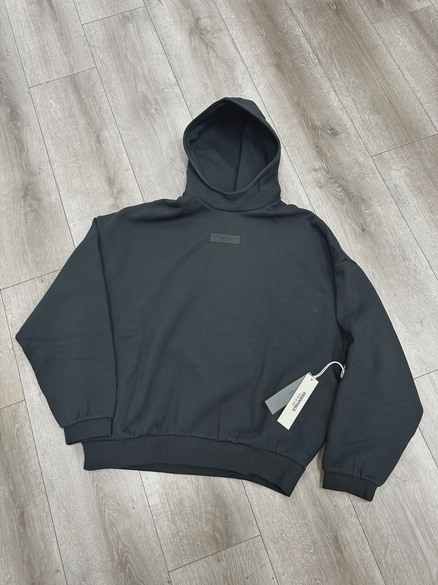 Essentials Essentials Black Hoodie Box Logo - Size M