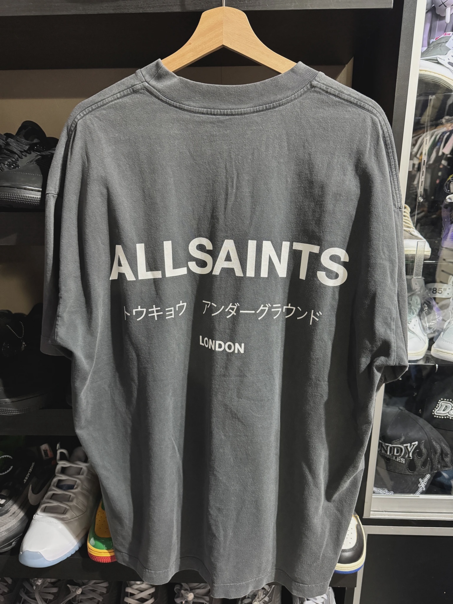 All Saints Small Logo Grey Tee (size L) • Pre-Owned [9629] 2