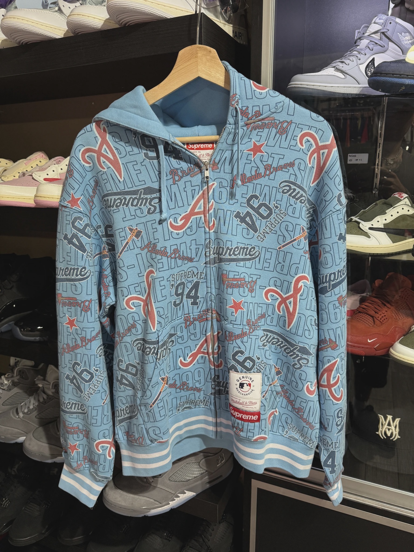Supreme Mitchell & Ness Teams Zip Up Hooded Sweatshirt Blue size M • Brand New [6449] - photo 1