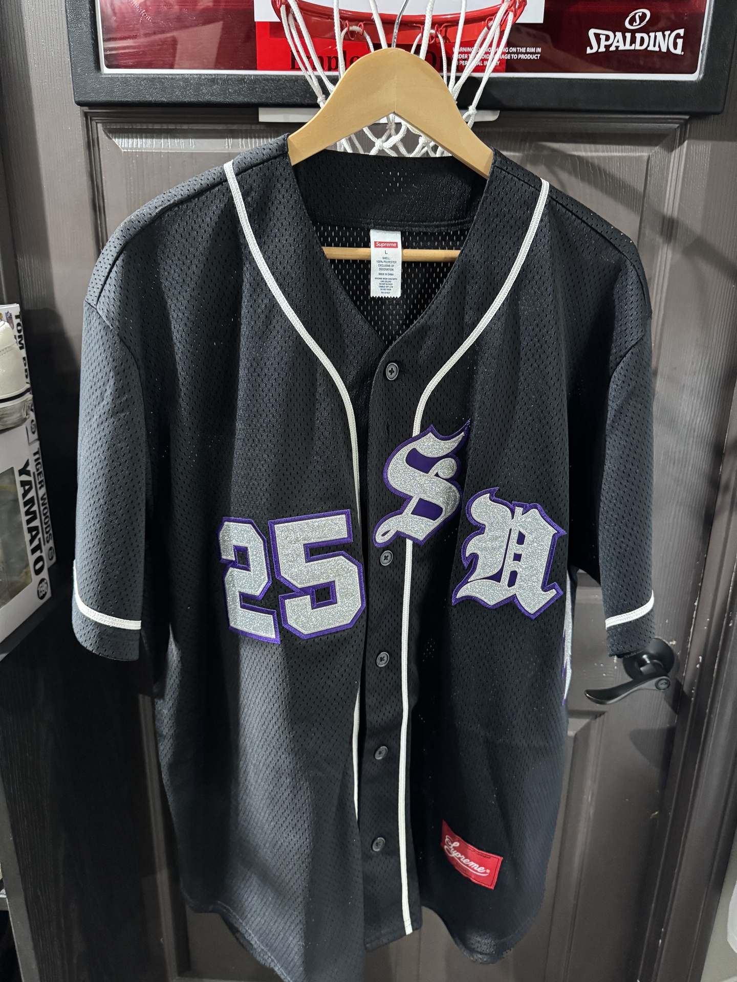 Supreme Old English Baseball Jersey Black