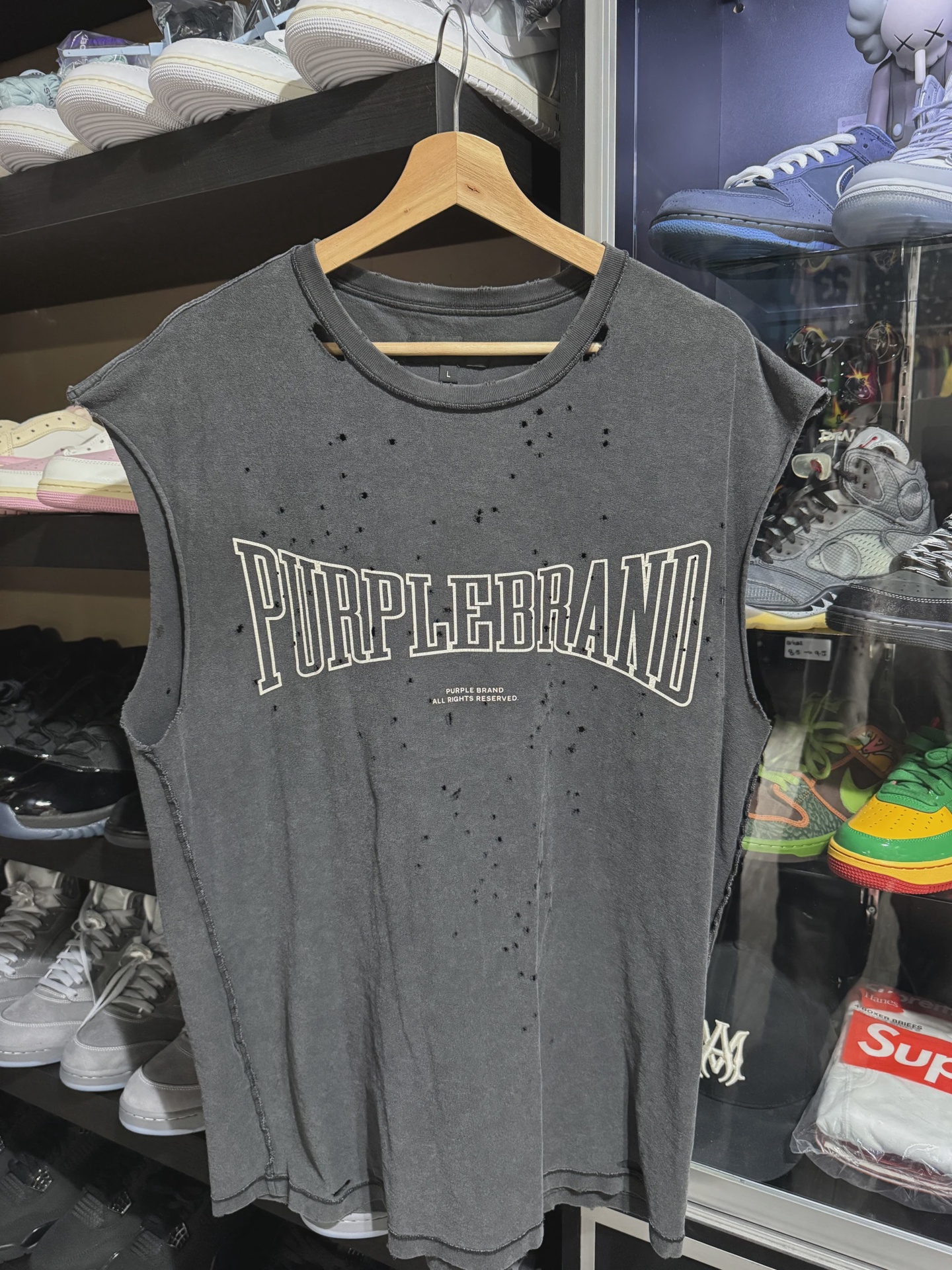 Purple Brand Cut Off Tank Top Grey size L • Pre-Owned [0371]