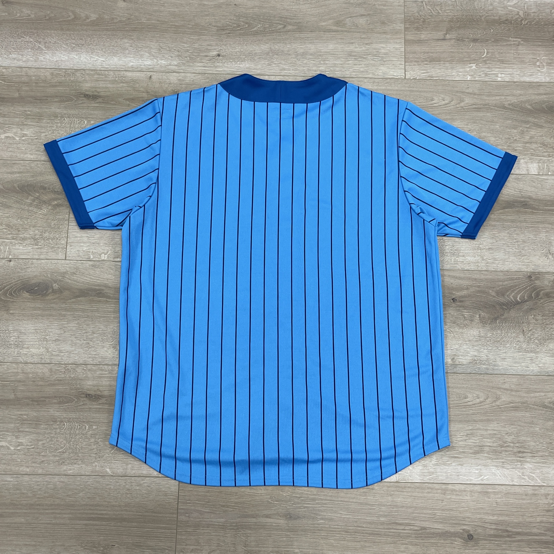 FW18 Supreme Vertical Logo Baseball Jersey Blue/Yellow 7