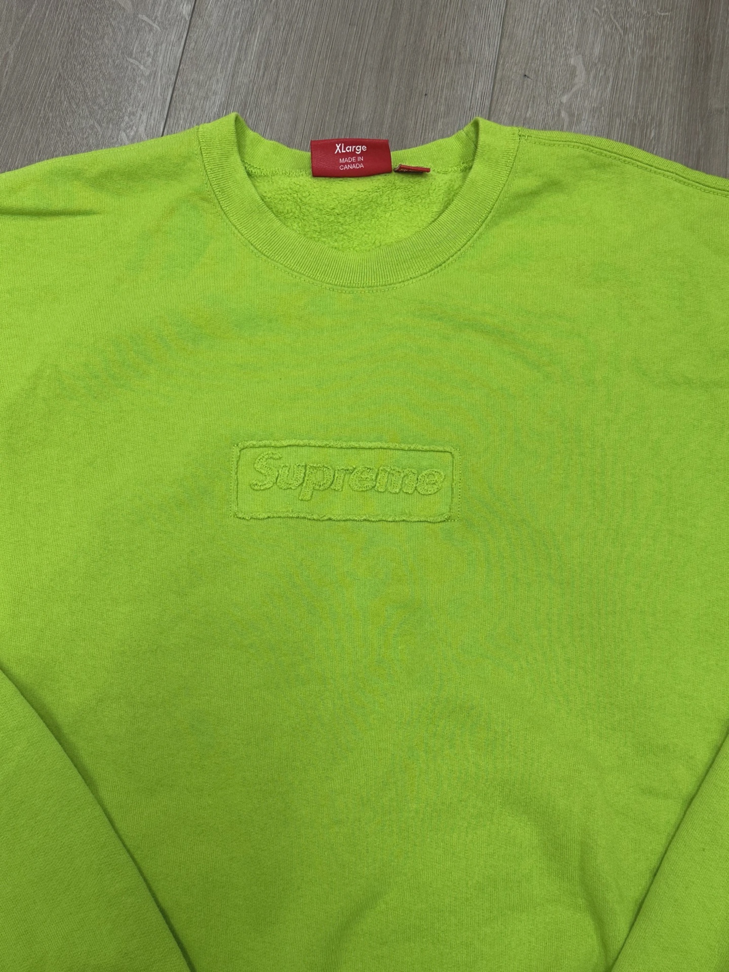 SS20 Supreme Cutout Logo Crewneck Lime • Pre-Owned [5519] 2