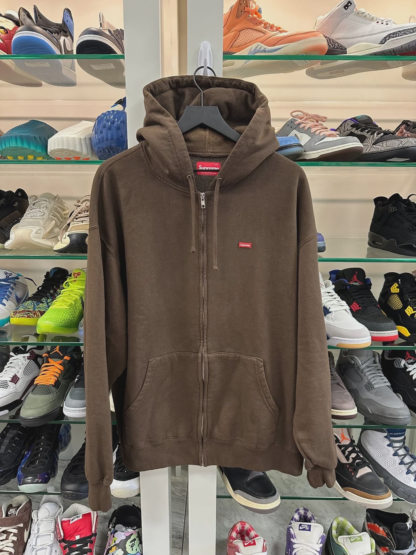 Supreme Supreme Small Box Zip Up Hooded Sweatshirt (FW25) Brown - Size XL