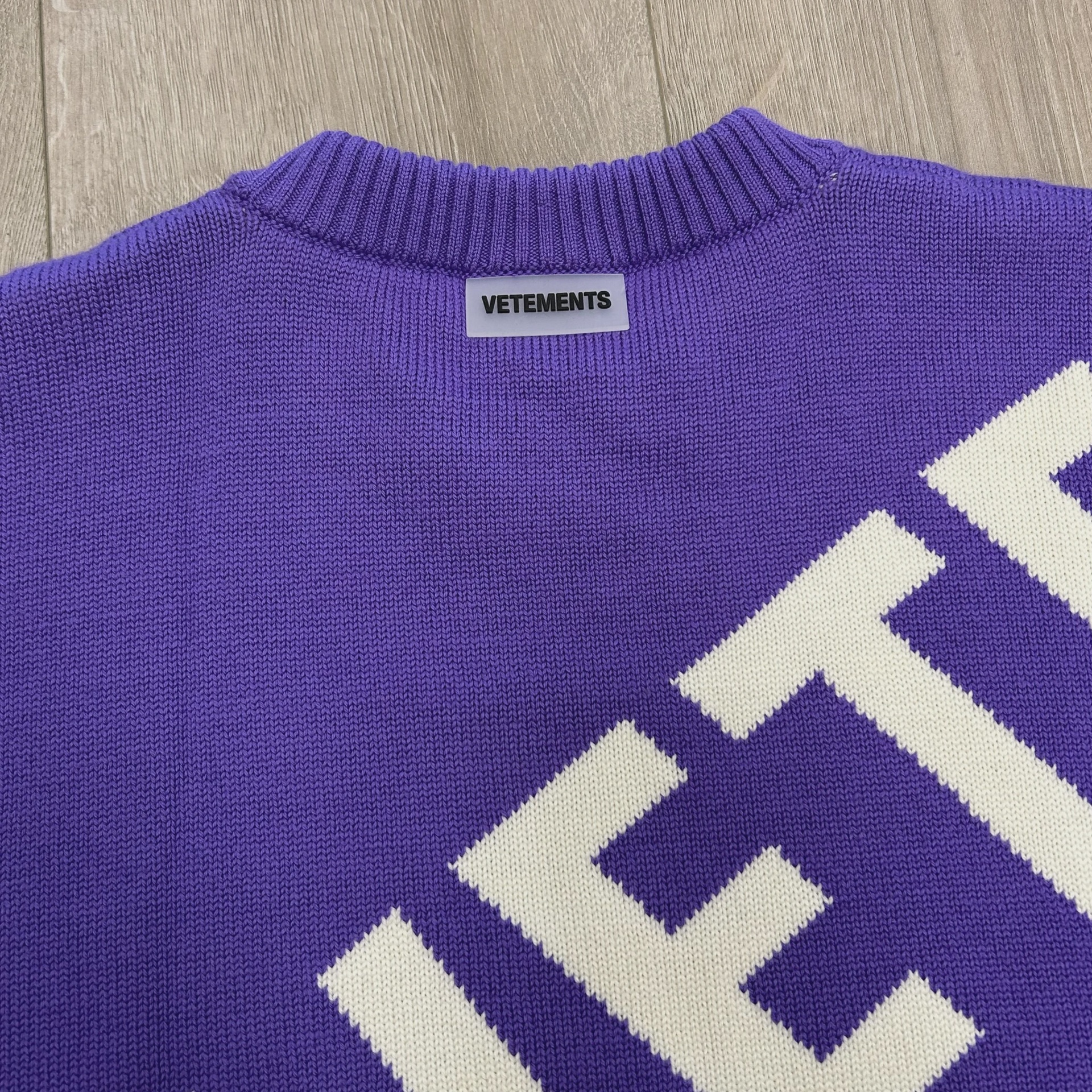 Vetements Giant Logo Knitted Sweater 'Ultraviolet/White' • Pre-Owned [8777] 2