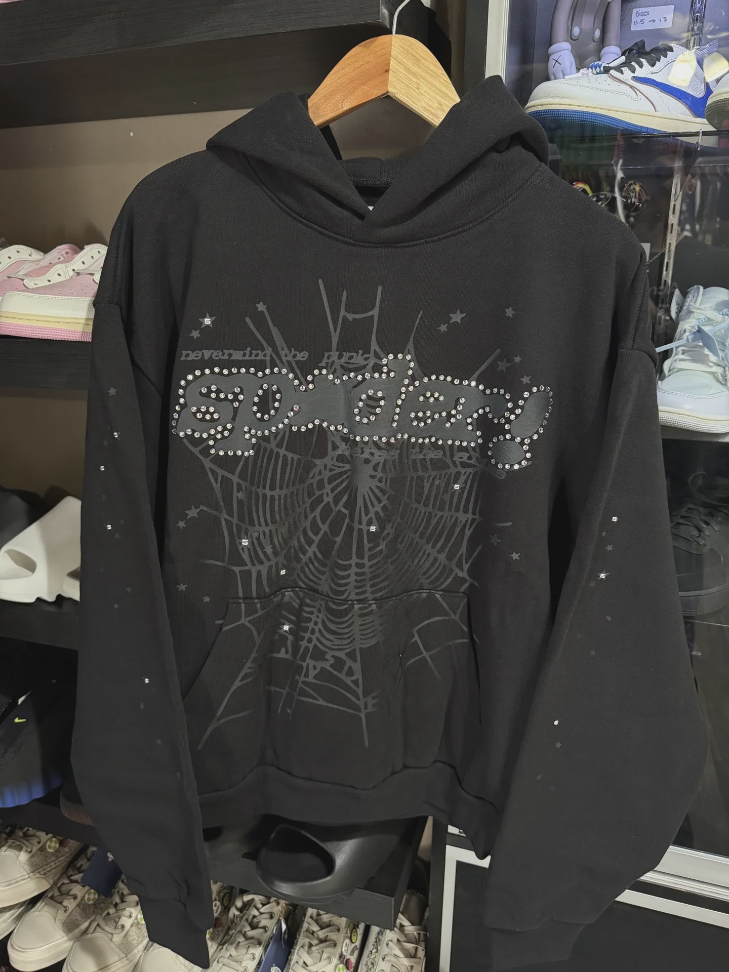 Sp5der Rhinestone Punk V2 Hoodie Black • Brand New [2699] - photo 1