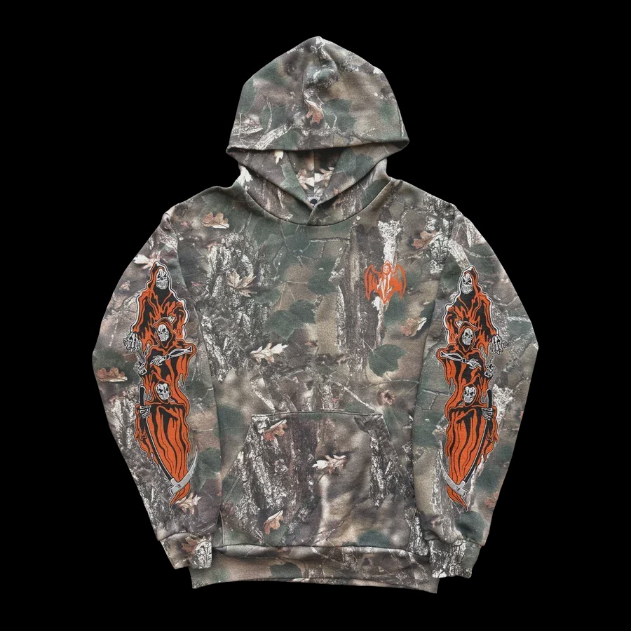 Supreme Warren lotas Three Reapers Fleece Hoodie - Faded Hunting Camo - Size XL