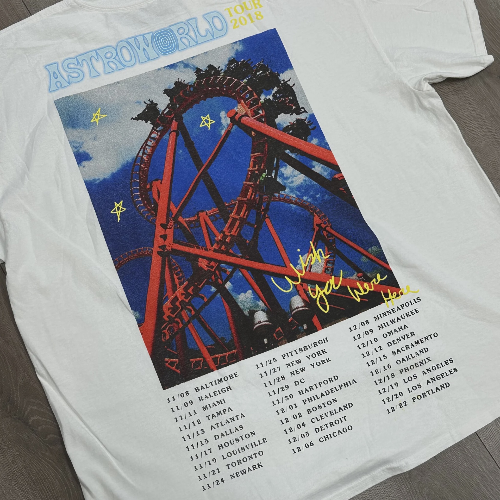 Travis Scott Astroworld "Wish You Were Here" Tour Roller Coaster Tee • Brand New [6355] - photo 2