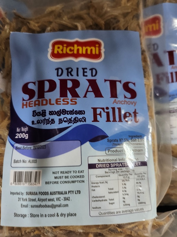 Richmi Dried Sprats Fillets Headless 400g