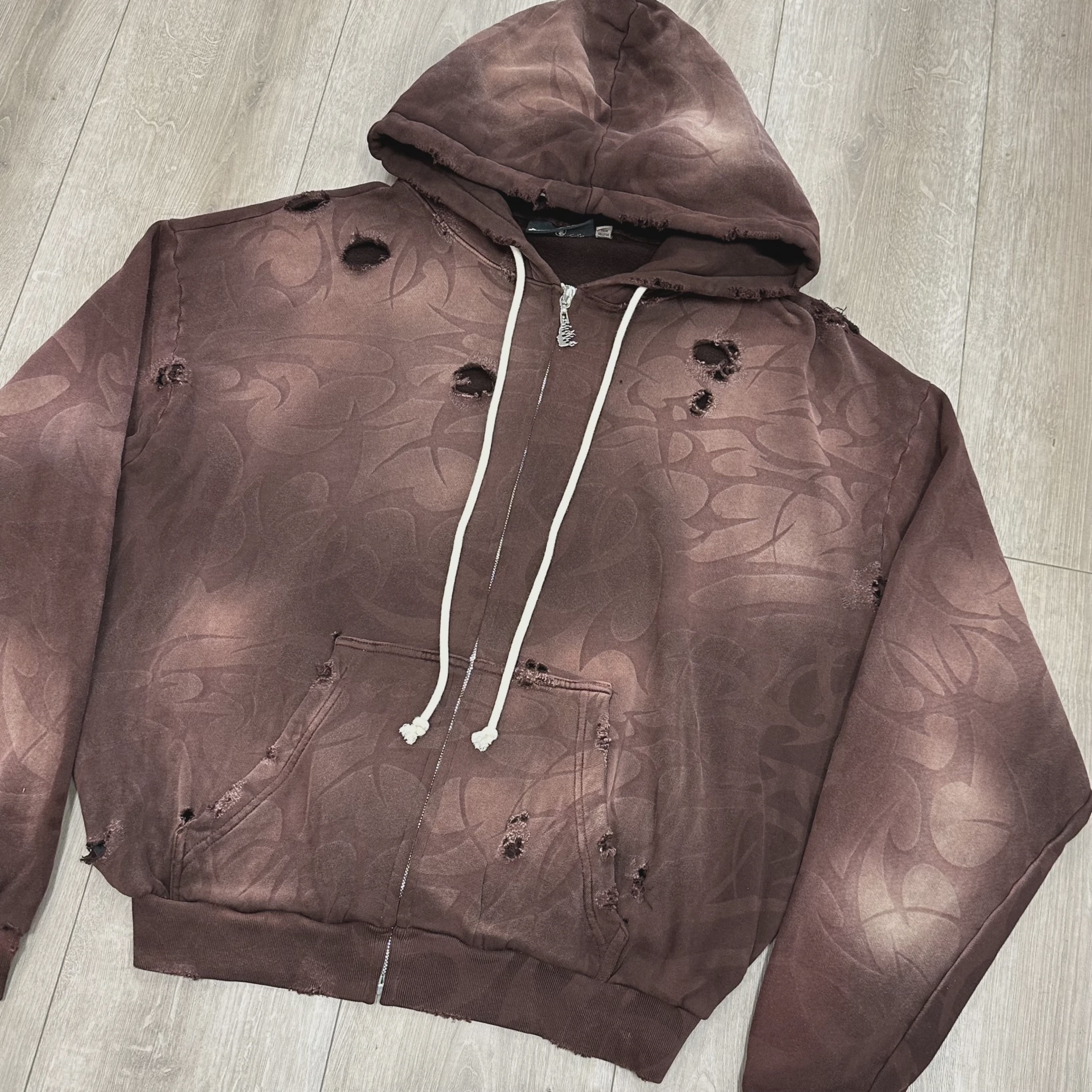 FW25 Hellstar Tribal Zip-Up Hoodie Brown • Pre-Owned [2551] 2