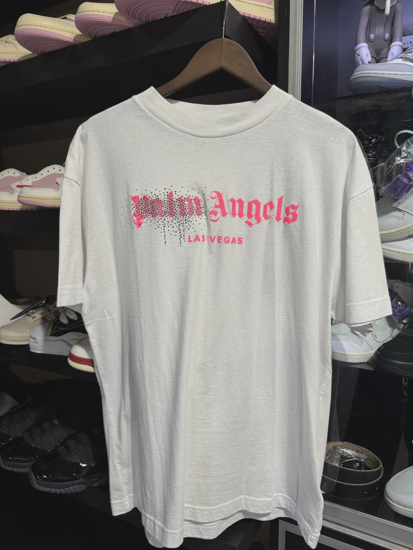 Palm Angels Pink Logo White Tee XL • Brand New [9047]