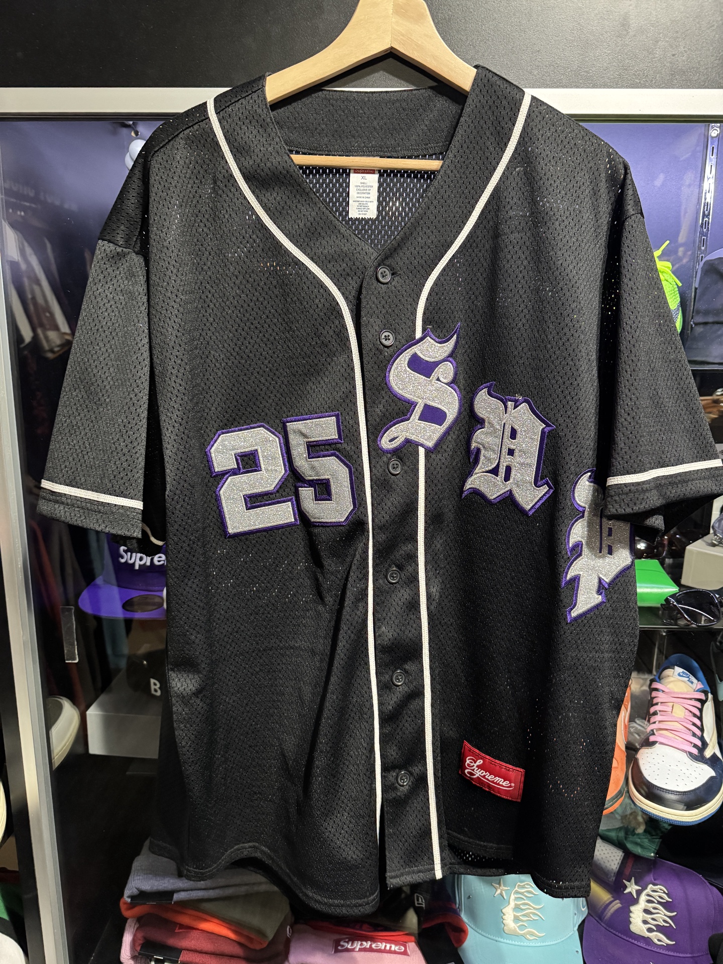 Supreme Old English Baseball Jersey Black