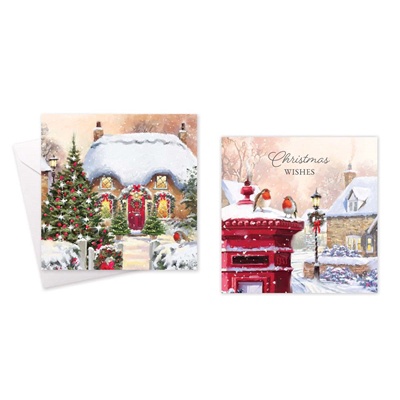 Festive Wonderland 10 Square Christmas Cards (D)