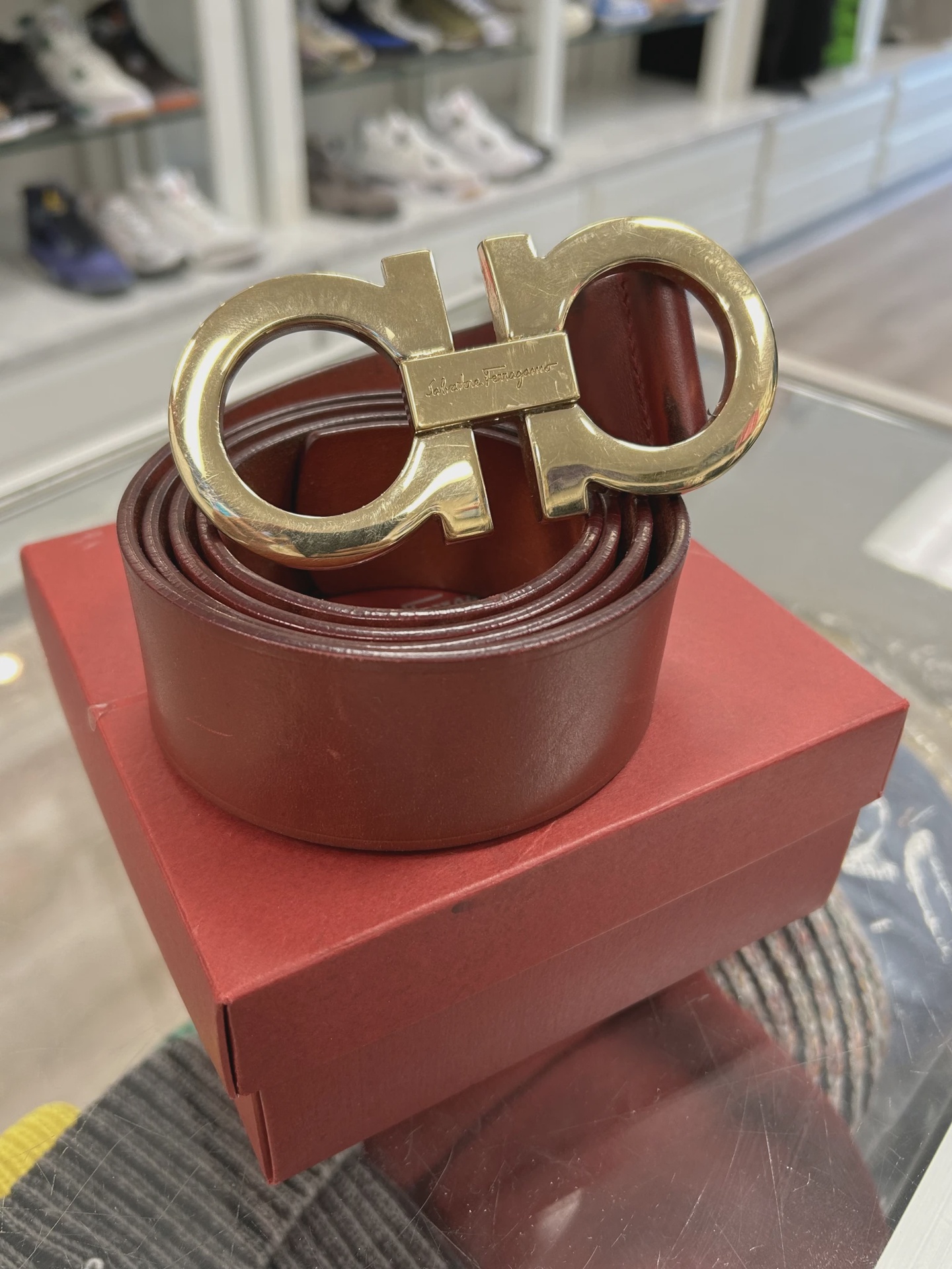 ferragamo leather belt • Pre-Owned [0230]