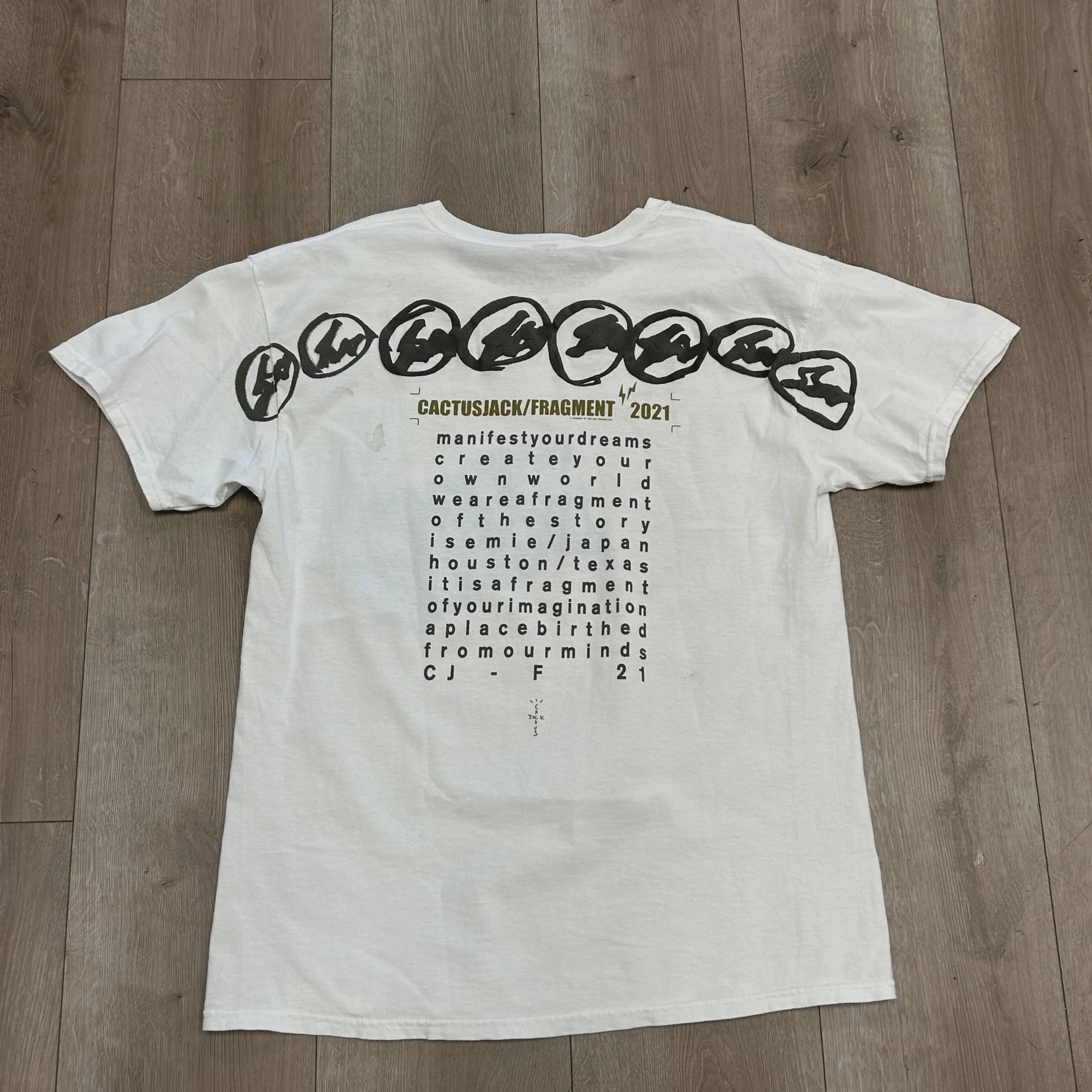 Travis Scott x Fragment Manifest T-Shirt 'Cream • Pre-Owned [7511] - photo 4