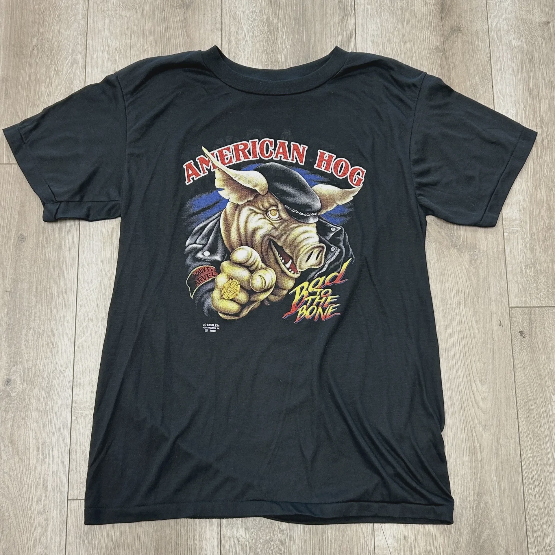Vintage 80s American Hog Biker Tee Black • Pre-Owned [9173] - photo 1