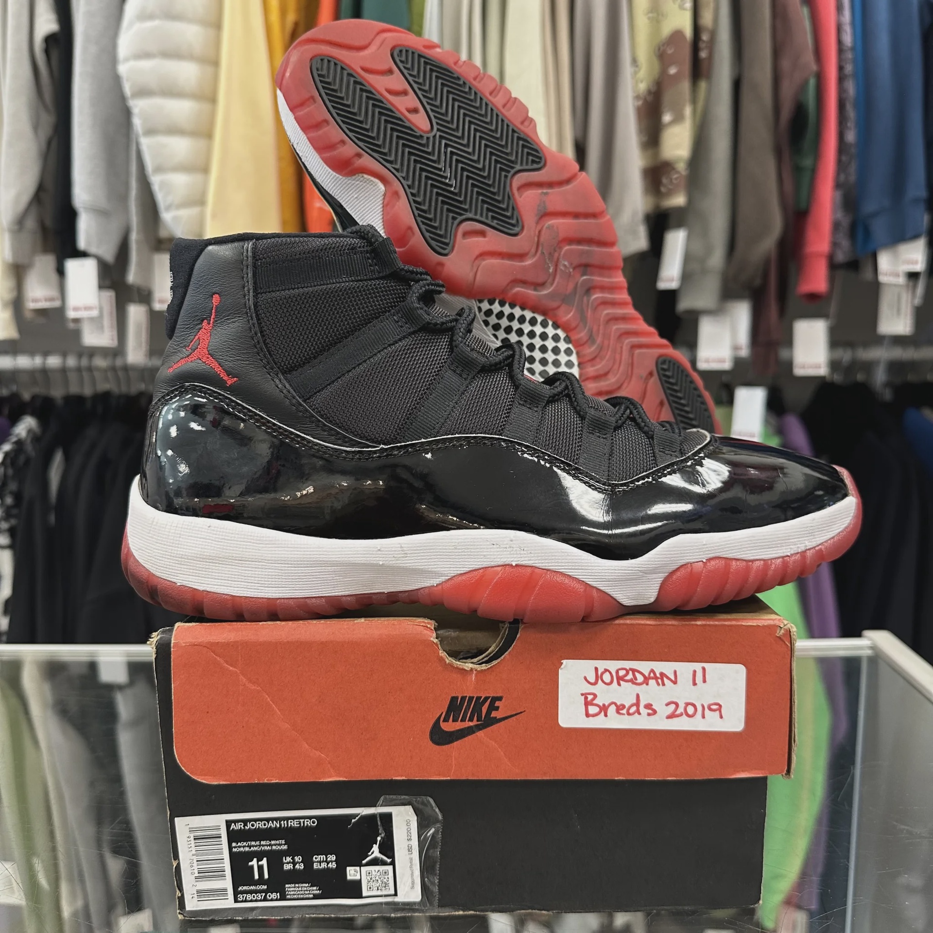 Air Jordan 11 Retro Playoffs Black Red (2019) • Pre-Owned [4439] - photo 1