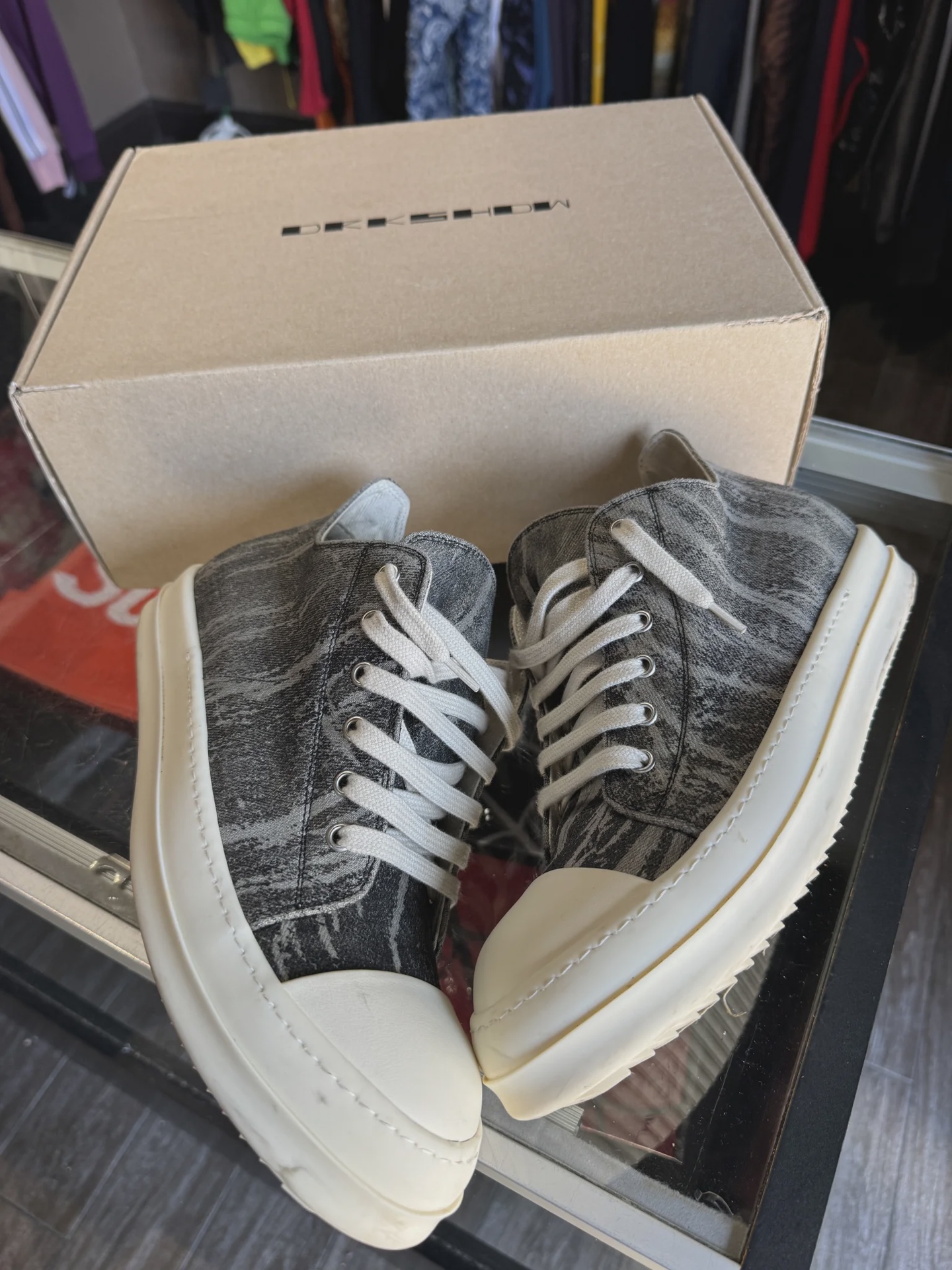 Rick Owens Concordians Drkshdw Black Washed Foil • Pre-Owned [6440] - photo 2