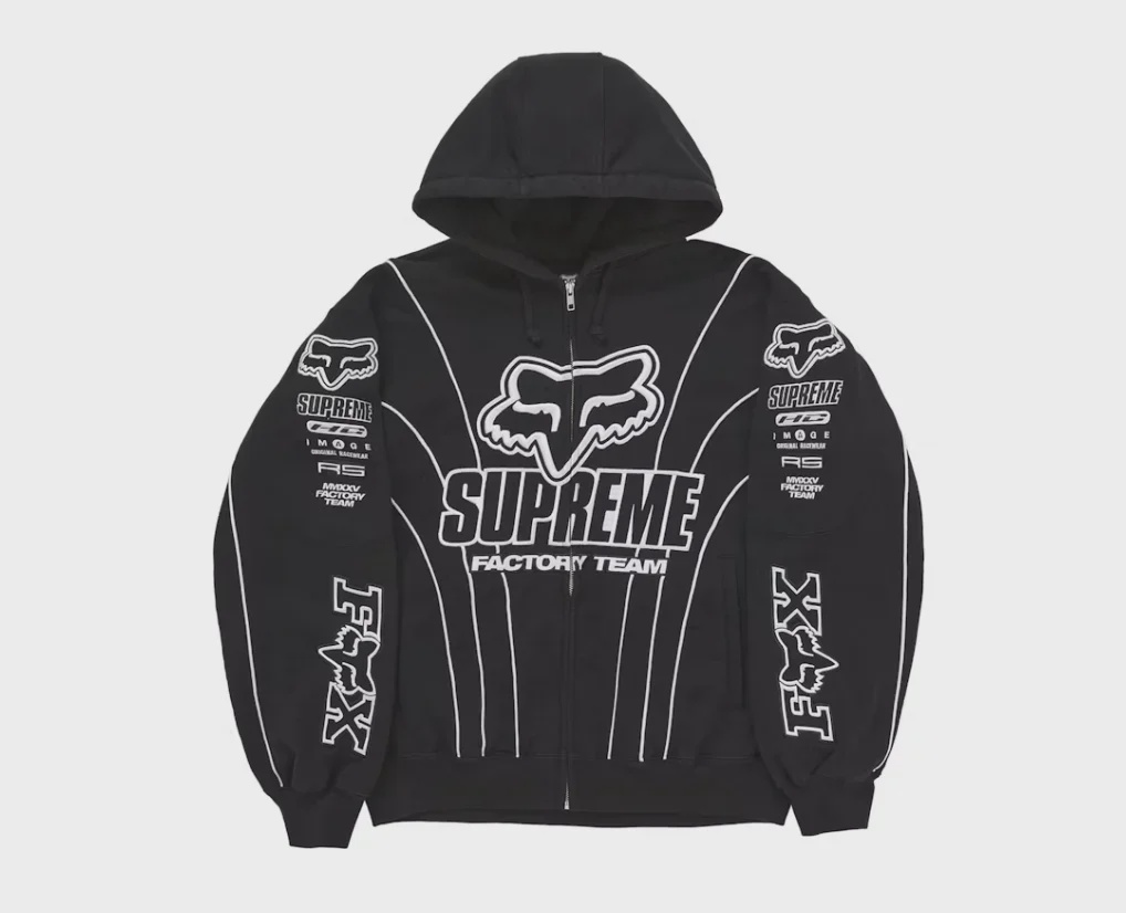 Supreme Supreme Fox Racing Zip Up Hooded Sweatshirt Black - Size M