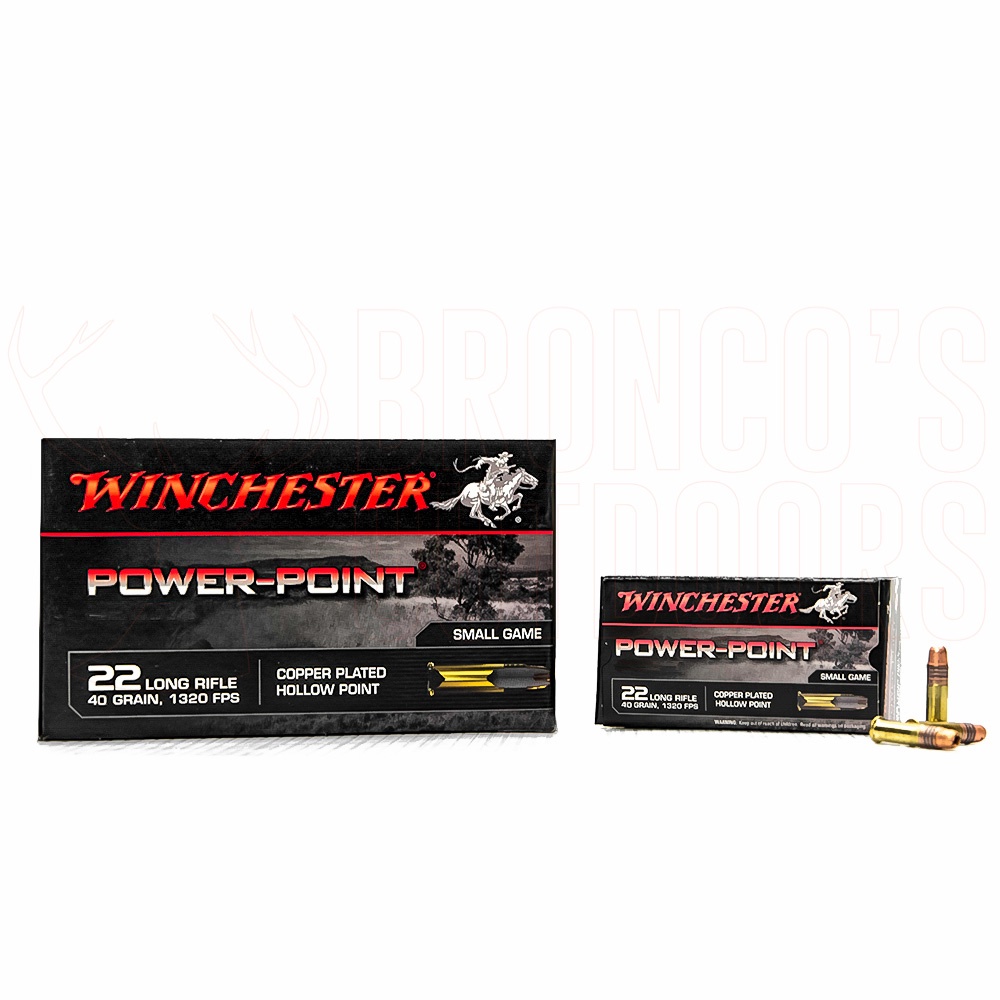 Winchester Power Point .22LR 40gr HP 500 Rounds Broncos Outdoors